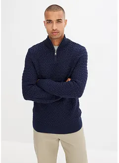 Maglione con colletto e zip, bonprix