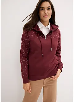 Felpa con cappuccio e cerniera in puro cotone, bonprix