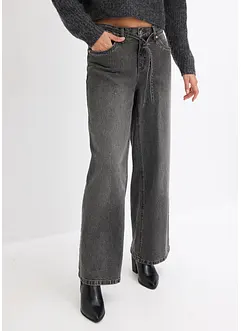 Jeans wide leg, a vita media, bonprix