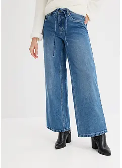 Jeans wide leg, a vita media, bonprix