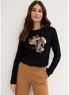 Maglia a maniche lunghe con paillettes, bonprix