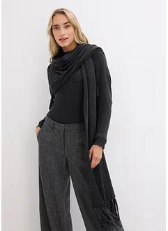 Cardigan aperto in lana merino finissima con frange, bonprix