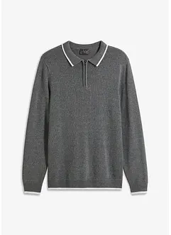 Maglione con colletto a polo e cotone riciclato, bonprix