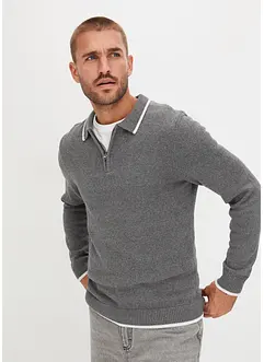 Maglione con colletto polo e zip, bonprix