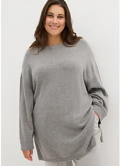 Maglione lungo in maglia fine con spacchi laterali, bonprix