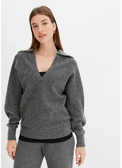 Maglione con colletto e zip, bonprix