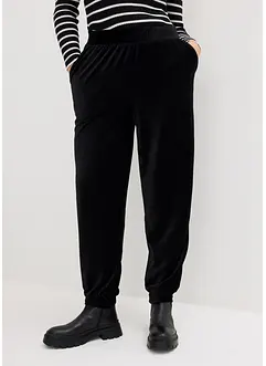 Pantaloni in velluto a coste di jersey con cinta comoda, alla caviglia, bonprix