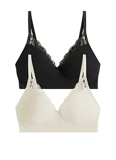 Reggiseno senza ferretto con coppe preformate e cotone biologico (pacco da 2), bonprix