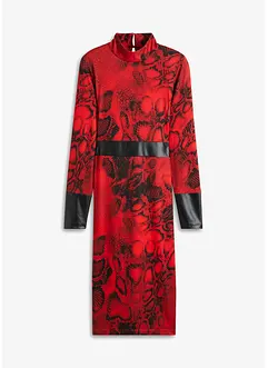 Abito di jersey con inserti in similpelle, bonprix