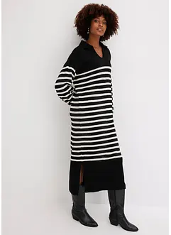 Abito in maglia oversize a righe con colletto, bonprix