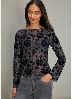 Maglia a maniche lunghe leggermente trasparente, bonprix