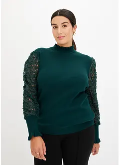 Maglione a collo alto con maniche in chiffon, bonprix