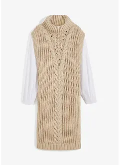 Abito in maglia con inserto di camicia, bonprix