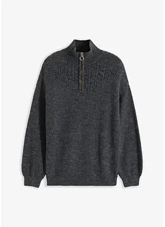 Maglione traforato con zip, bonprix