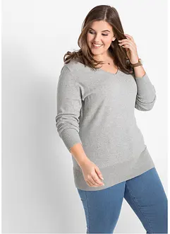 Maglione in filato fine con scollo a V, bonprix
