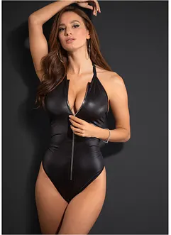 Body con perizoma ouvert in look bagnato, VENUS