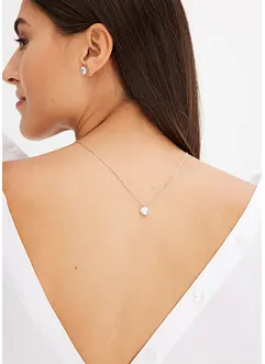 Collana e orecchini con zirconia (set gioielli 3 pezzi), bonprix