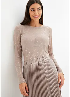 Maglia a maniche lunghe in mesh glitterato, bonprix