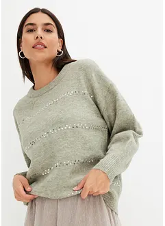 Maglione boxy con paillettes, bonprix