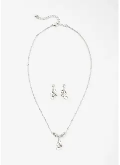 Collana e orecchini (set gioielli) con cristalli di vetro, bonprix