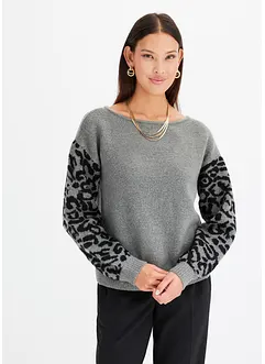 Maglione con maniche leopardate, bonprix