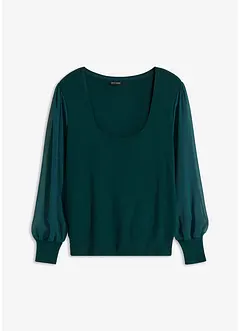 Maglione con maniche in chiffon, bonprix