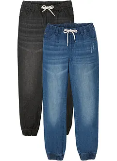 Jeans in misto cotone con elastico in vita, regular fit (pacco da 2), bonprix
