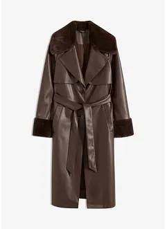Giaccone in similpelle con pelliccia sintetica, bonprix