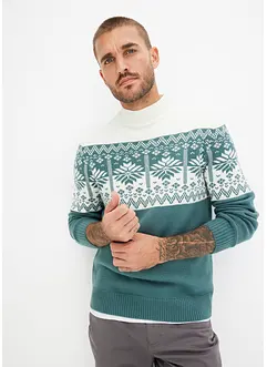 Maglione norvegese con collo dritto e poliacrilico riciclato, bonprix