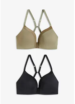 Reggiseno con coppe preformate senza ferretto e effetto lucido (pacco da 2), bonprix