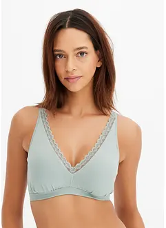 Bralette a costine con cotone biologico e pizzo, bonprix