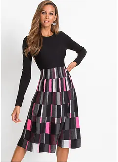 Abito in maglia svasato a quadri, bonprix