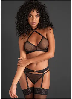 Bralette + perizoma + reggicalze (set 3 pezzi), bonprix
