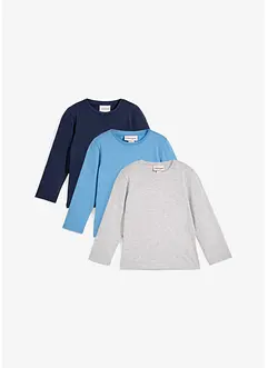 Maglia a maniche lunghe in puro cotone biologico (pacco da 3), bonprix