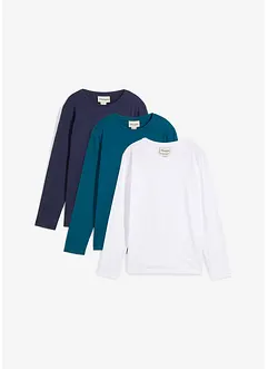 Maglia a maniche lunghe con cotone biologico (pacco da 3), bonprix