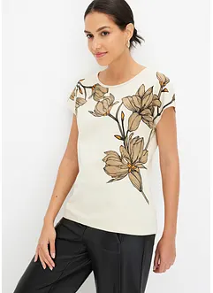 T-shirt in cotone biologico con stampa a fiori, bonprix
