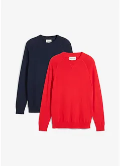 Maglione naturale (pacco da 2) in cotone, bonprix