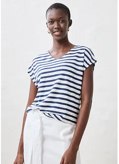 Maglia in lino con maniche a pipistrello e scollo a V, bonprix