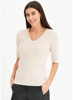 Maglione a coste con viscosa a maniche corte, bonprix