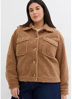 Giacca oversize in teddy con colletto, bonprix