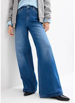 Jeans wide leg con cinta comoda, vita alta, bonprix