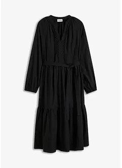 Abito midi con inserti in crochet, bonprix