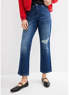 Jeans straight cropped con cinta comoda, vita media, bonprix