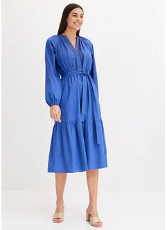 Abito midi con inserti in crochet, bonprix