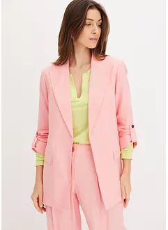 Blazer in misto lino con maniche arricciate, bonprix