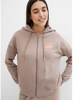 Felpa con zip e cappuccio in puro cotone, bonprix