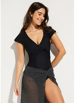 Costume intero modellante a compressione leggera con effetto incrociato, bonprix
