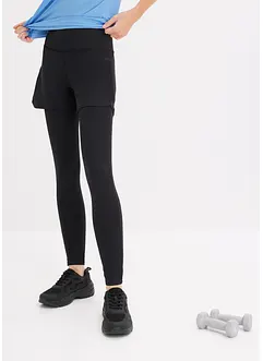 Leggings sportivi con pantaloncini e tasca per cellulare in mesh, bonprix