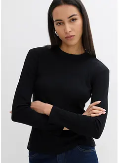 Maglia a maniche lunghe a coste in misto viscosa, bonprix