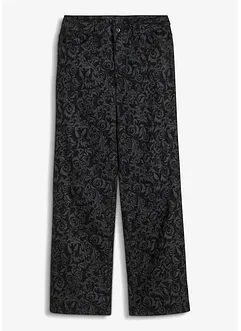Jeans wide leg con fantasia lucida, a vita media, bonprix